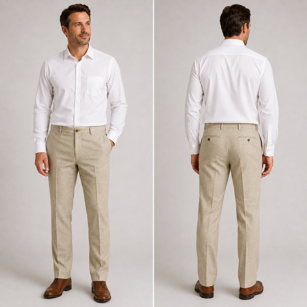 Lauren Ralph Lauren‎ Mens Tan Crosshatch Stretch Dress Pants 38X34L